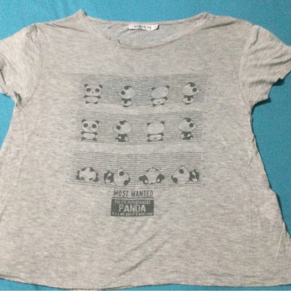Gray Panda Print Women's Tee